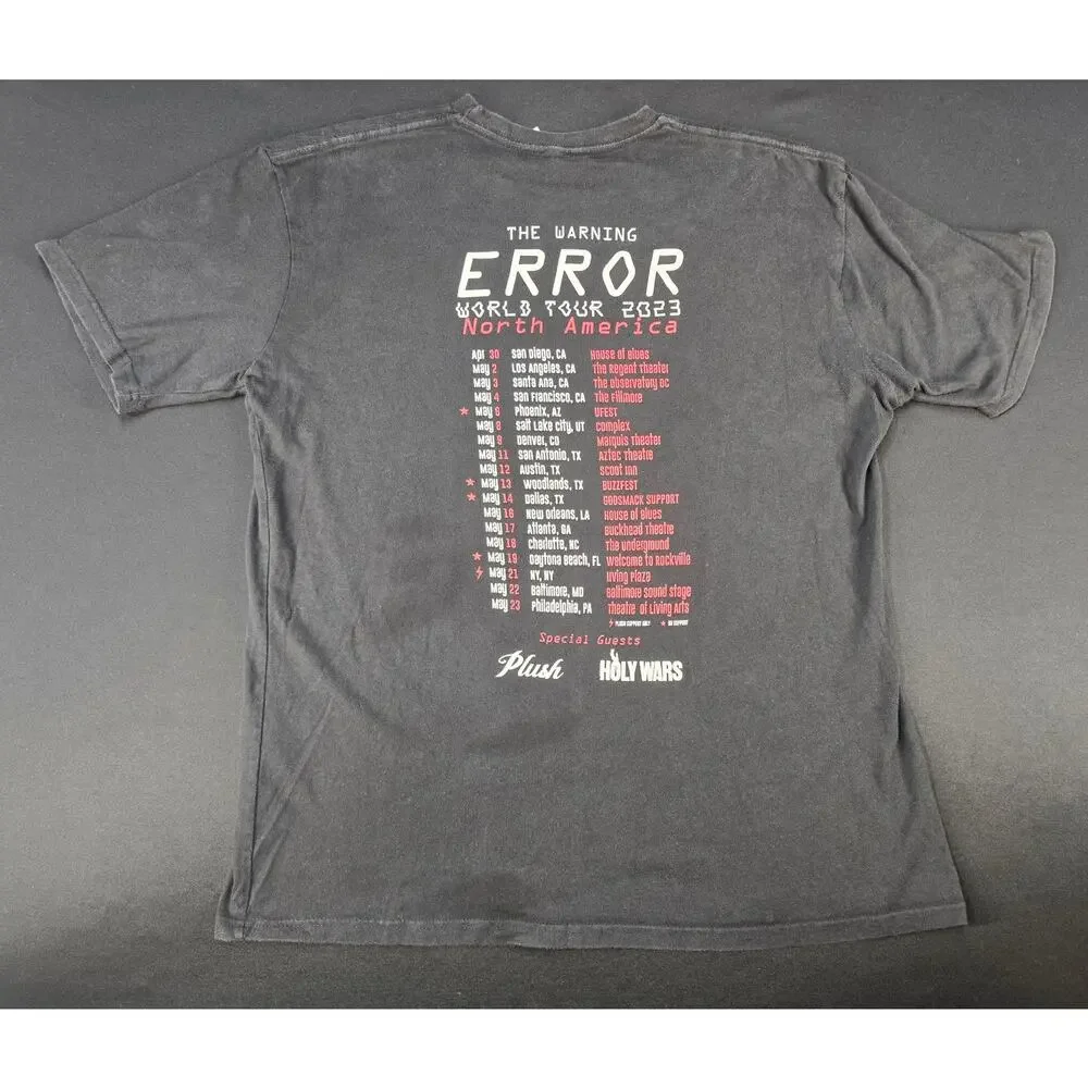The Warning Error World Tour 2023 North America Band T-Shirt XL Black Rock